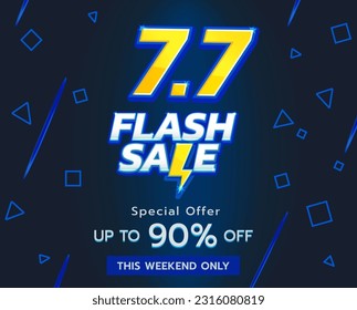 The 7.7 flash Sale illustration concept is vibrant, energetic, and visually captivating, aiming to convey a sense of excitement and the opportunity for amazing deals and discounts.