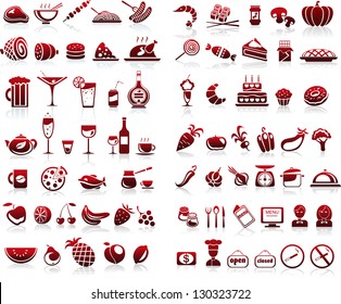 77 food and drink icons set for white background