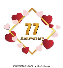 77 glossy gold number vector set. Realistic romantic typeface. Decorative numbers for Valentines, Mothers day, wedding banner, cover, birthday or anniversary, holiday party.