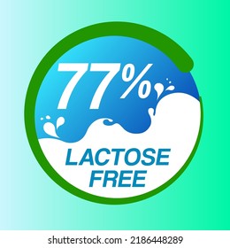 77% Lactose free icon sign vector illustration with blue green color and clean font