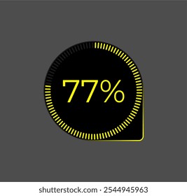 77% Loading. Ui Diagram vector. Download progress icon. Circle diagram interface. Seventy seven percent downloading.