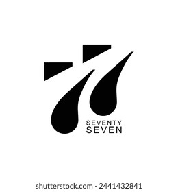 77 Logo, Seventy Seven, 77 Years Anniversary Logo, Black Color, Vector Template Design element for birthday, invitation, Logo, wedding, jubilee and greeting card illustration.