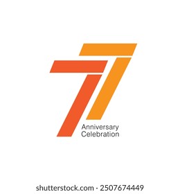 77 Logo, Seventy Seven, 77 Years Anniversary Logo, Vector Template Design element for birthday, invitation, Logo, wedding, jubilee and greeting card illustration.