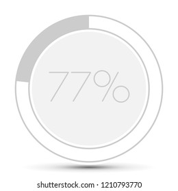 77% Minimal Flat white plane progress button  with shadow. well aligned loading graphic vector 