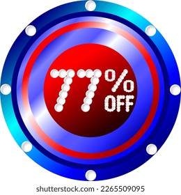 77% off. Banner for promotions and offers, vector illustration red white and blue colors, illustrative for commerce, buying and selling, awesome vector, best illustration. God is good!