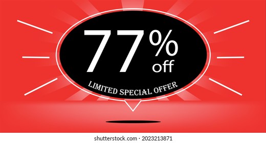 77% off black balloon and red, for limited special offer, red banner for special offers of promotions
