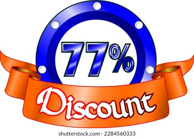 77% off, blue disk and orange ribbon, vector illustration for wholesale and retail, illustrative art, beautiful illustration, vector. God is good!