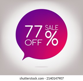 77% off gray gradient banner. Vector illustration label, colorful gradient label design or color transition for your modern design discount campaign promotion