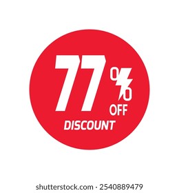 77% OFF Sale Banner oferta preço. Oferta especial venda etiqueta vermelha. Vetor moderno Sticker Ilustração Fundo