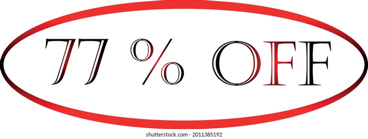 77% del símbolo vector rojo. símbolo de descuento, promoción de descuento, oferta de descuento de venta, publicidad de marketing, súper venta.