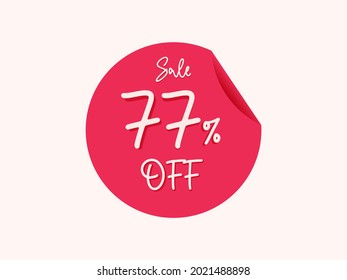 77 percent off sticker, 77% off sale of special offers