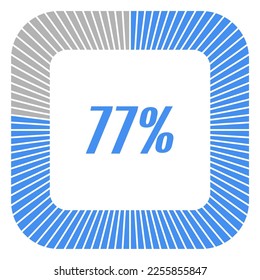 77 percent square shape percentage diagram for infographics,documents or reports. vector.