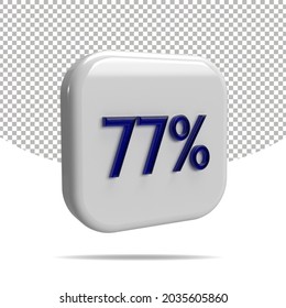 77 percentage 3D render, transparent