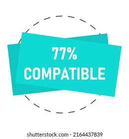 77% percentage compatible vector art illustration sign symbol - flat art illustration with fantastic looking font and blue colorshape isolated on white background