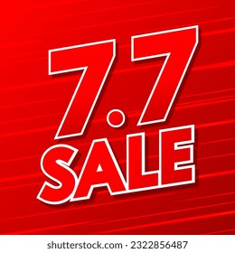 7.7 diseño de plantillas de banner de súper venta de podio para web o medios sociales. Diseño promocional de ventas flash en el negocio. Ilustración de la oferta especial Vector del 7 de julio.