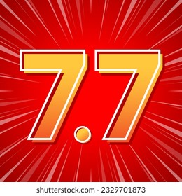 7.7 podium super sale banner template design for web or social media. Promotional Business Flash Sale Design. Vector July 7 Special Offer Illustration.