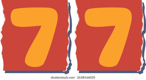 77 Retro torn paper number Design art