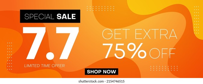 7.7 sale banner design template with orange abstract background. business vector illustration