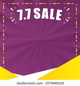 7.7 Sale design. Banner sale design good for commercial event monthly. Orange Banner sales design