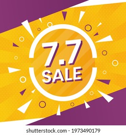 7.7 Sale design. Banner sale design good for commercial event monthly. Orange Banner sales design