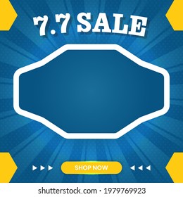 7.7 Sale design. Banner sale design good for commercial event monthly. Blue Banner sales design