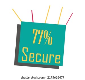 77 % Secure Sign Label Vektorgrafik und Illustration mit fantastischer Farbkombination in gelber Schrift auf grünem Hintergrund