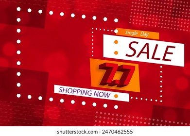 7.7 Shopping day sale poster or flyer design on color background for banner, poster or web site for the global shopping world singes’ day of 7th of July for online sales.