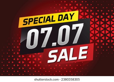 7.7 Special day sale word concept vector illustration with ribbon and 3d style for use landing page, template, ui, web, mobile app, poster, banner, flyer, background, gift card, coupon