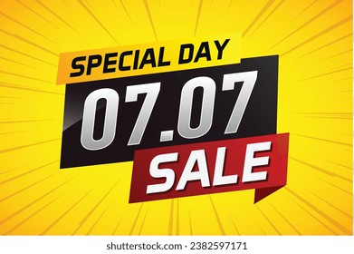 7.7 Special day sale word concept vector illustration with ribbon and 3d style for use landing page, template, ui, web, mobile app, poster, banner, flyer, background, gift card, coupon
