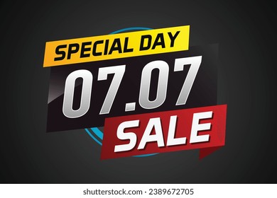 7.7 Special day sale word concept vector illustration with ribbon and 3d style for use landing page, template, ui, web, mobile app, poster, banner, flyer, background, gift card, coupon