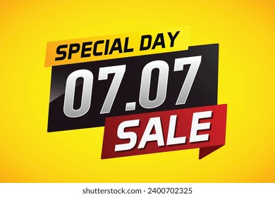 7.7 Special day sale word concept vector illustration with ribbon and 3d style for use landing page, template, ui, web, mobile app, poster, banner, flyer, background, gift card, coupon