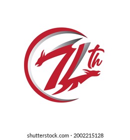 77 symbols. White and red color vector lettering design. vector logo template