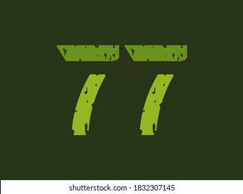 77 vector number made of grungy, grunge texture. Rubber stamp imprint style. For logo, brand label, poster, design elements etc.