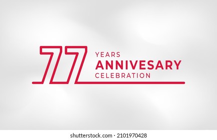 77 Year Anniversary Celebration Linked Logotype Outline Number Red Color for Celebration Event, Wedding, Greeting card, and Invitation Isolated on White Texture Background