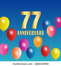Celebración del 77 aniversario, diseño vectorial para celebraciones, tarjetas de invitación y tarjetas de felicitación
