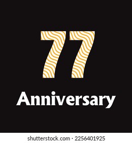 Celebración del 77 aniversario, diseño vectorial para celebraciones, tarjetas de invitación y tarjetas de felicitación