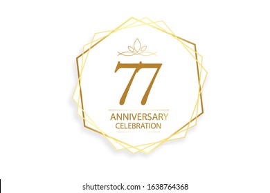 77 year anniversary, minimalist logo. Gold  vector illustration on white background  - vector