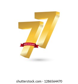 77 Year Anniversary Vector Template Design Illustration