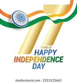 77 year of Happy independence day India Vector. India celebrating Azadi Ka Amrit Mahotsav. Elixir of Independence Energy.