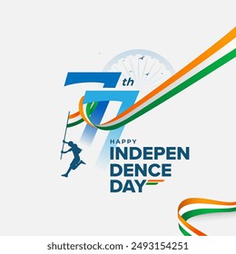 77 year Indian Happy Independence Day Celebration Background Design Template