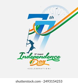 77 year Indian Happy Independence Day Celebration Background Design Template