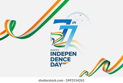 77 year Indian Happy Independence Day Celebration Background Design Template