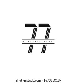 Logo de 77 años o 77 años Diseño de letras abstractas lineales