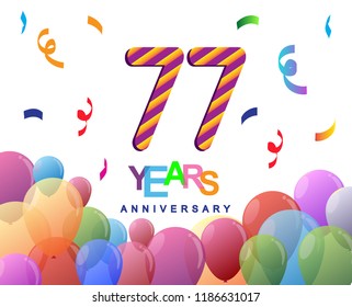 77 Years Anniversary Celebration Colorful Balloons Stock Vector ...