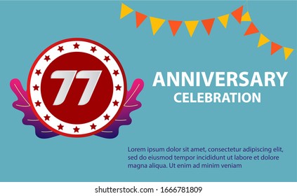 77 years anniversary celebration logo vector template design illustration
