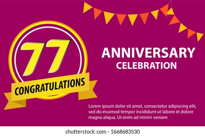 77 years anniversary celebration logo vector template design illustration