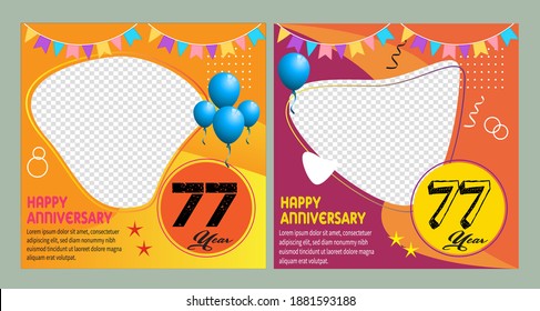 77 years anniversary celebration logo vector template design