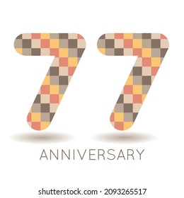 77 years anniversary celebration. Logo  on white background. Vector illustration for invitation card, celebration, greeting card, cover, label, flyer.