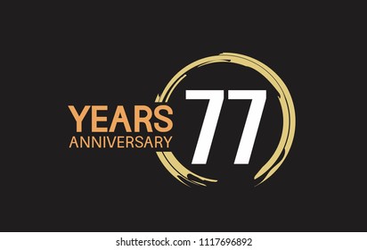 77 years anniversary celebration logotype design with circle brush isolated on black background 
