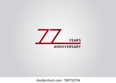 77 Years anniversary celebration logotype design using simple red line font, isolated on white background